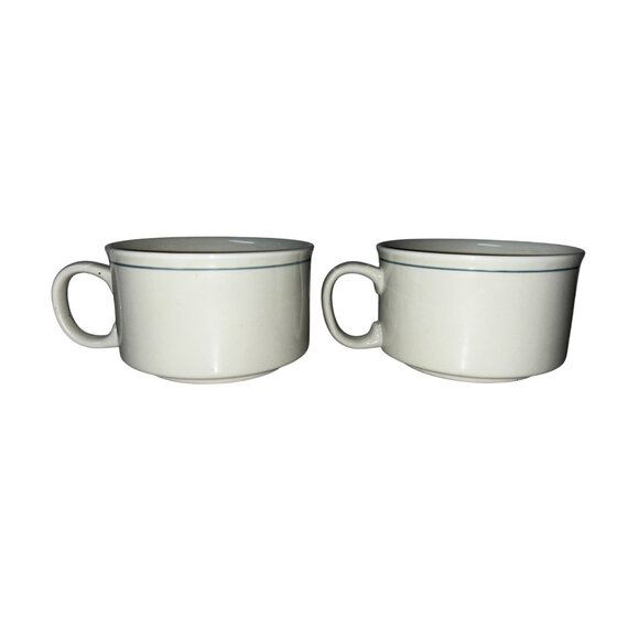 Vintage Seashore Otagiri Soup Mugs Used Set of 2 Japan - Picture 3 of 15